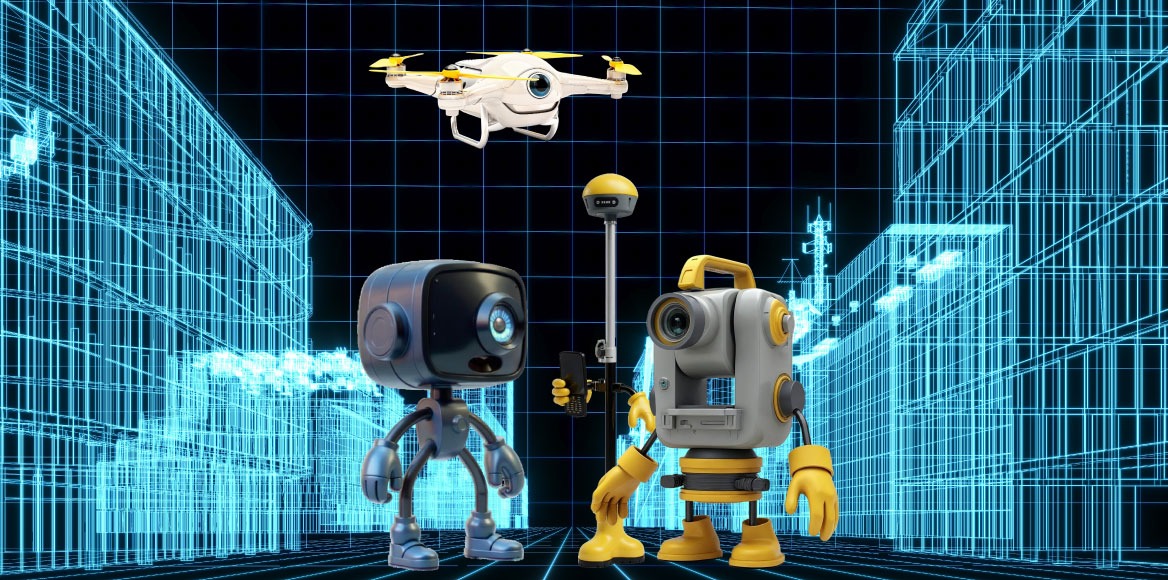 Theo and Blue representing Blueprint Surveys and Blueprint360View combining precise surveying with immersive 3D visualisation.